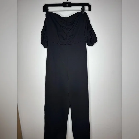 Lulu's Impress Release Black Off-the-Shoulder Puff Sleeve Jumpsuit - Picture 5 of 8